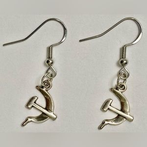 Vintage / Retro Soviet Hammer And Sickle Sterling Silver Earrings!!!